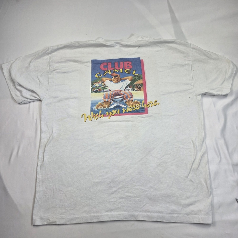 Vintage Camel Shirt Mens XL White 1992 Daytona Beach Club Camel Tee 90s